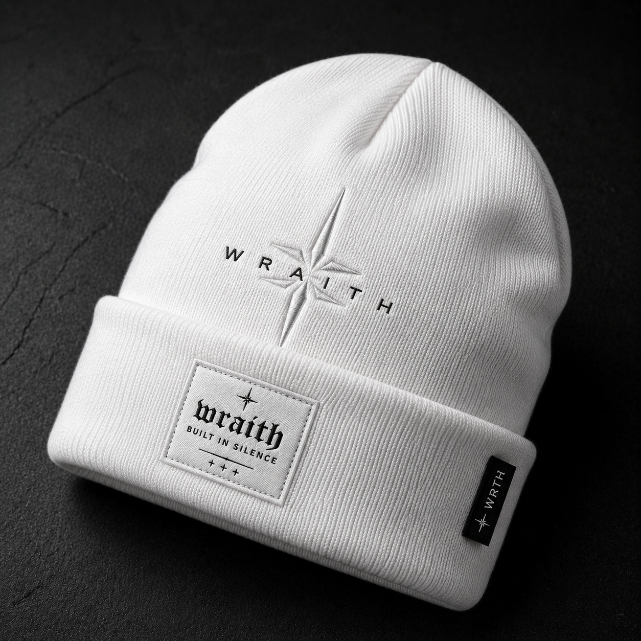 Wraith Badge White Beanie