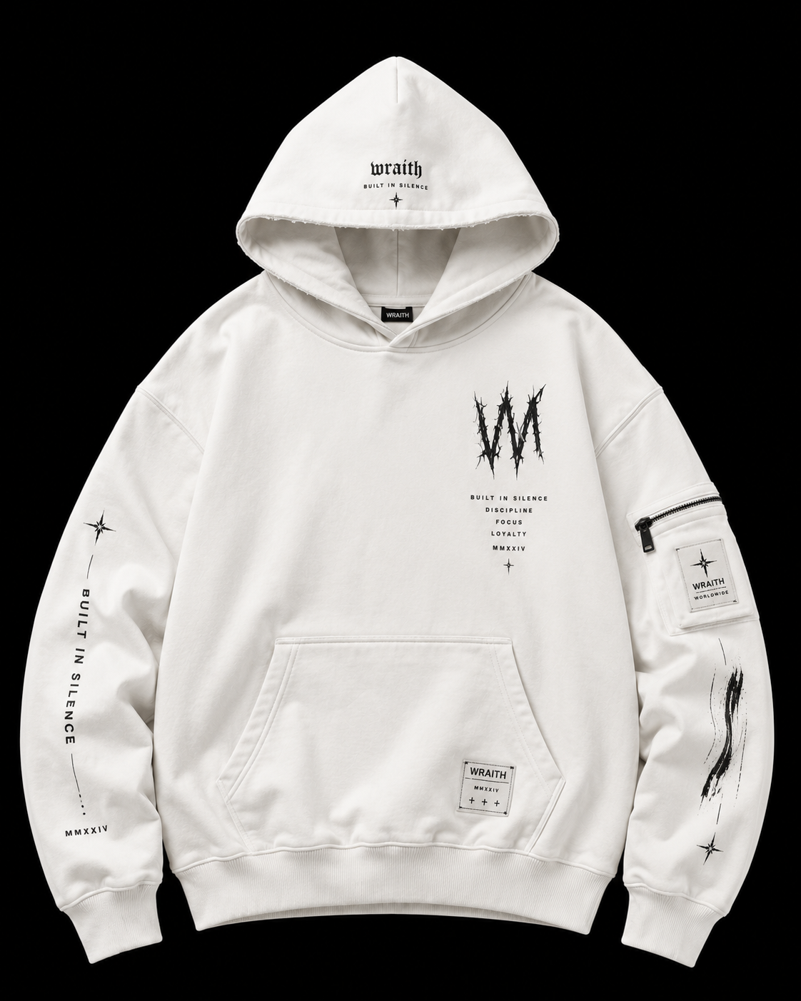 Wraith Right  Logo white hoodie
